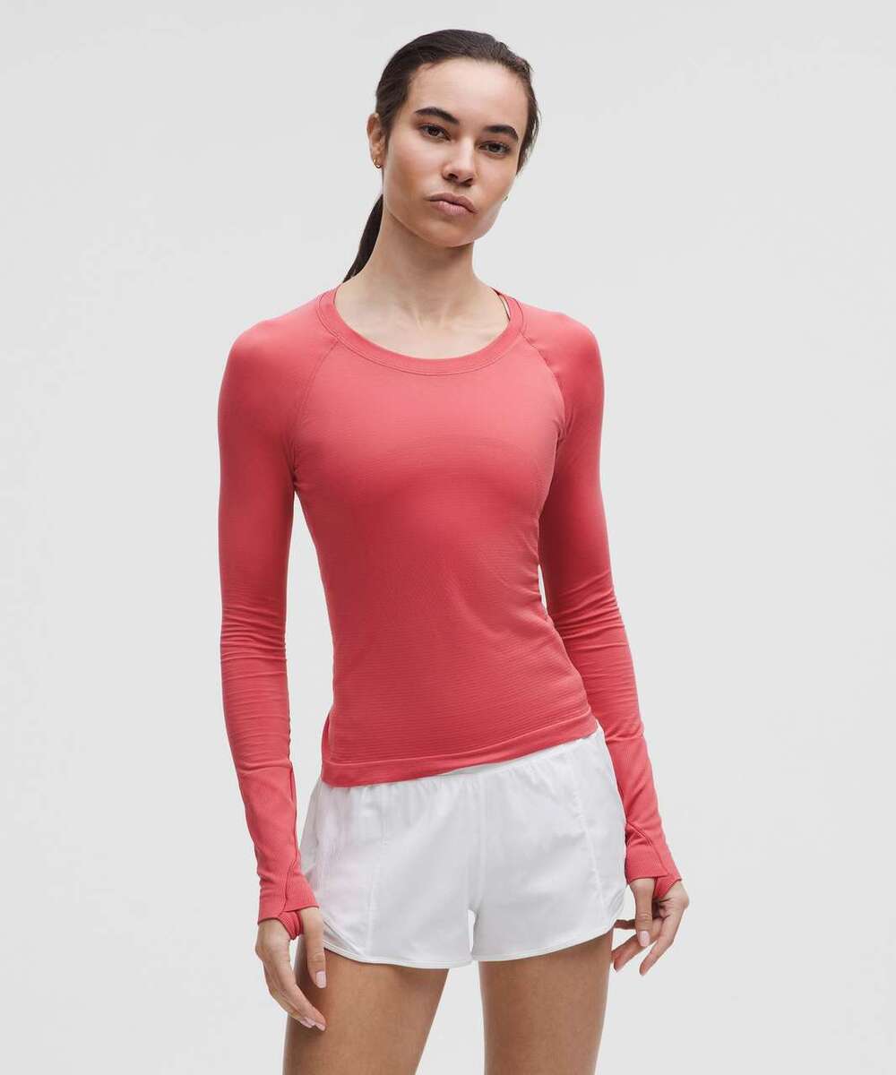 Lululemon Swiftly Tech Long-Sleeve Shirt 2.0 Waist Length Desert Red Size 8